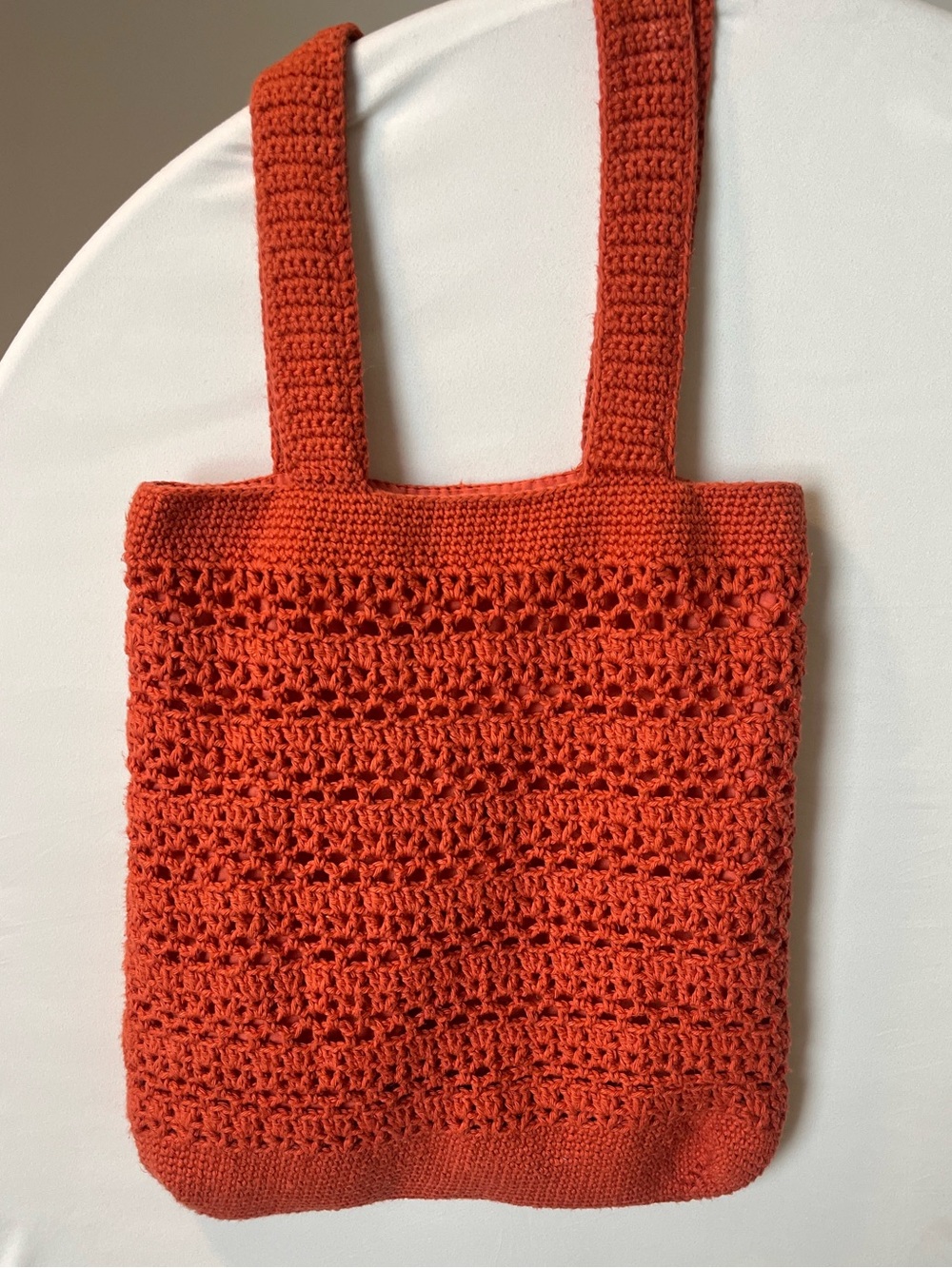 Handmade Crochet Tote Bag in Rust